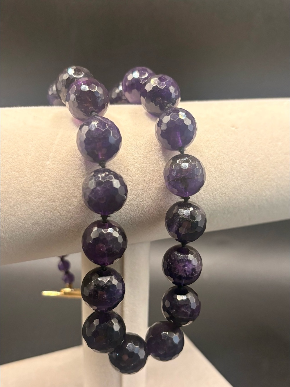 Rarities Carol Brodie Attributed Amethyst Necklace Gold Plated Toggle 105g
